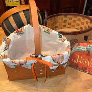 Collection of 3 Halloween Thanksgiving Fall baskets + Pumpkin box